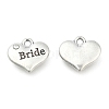 Wedding Theme Antique Silver Tone Tibetan Style Heart with Bride Rhinestone Charms LS-TIBEP-N005-12E-1
