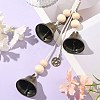 Iron Bell & Alloy Flat Round with Star Pattern Charm Hanging Ornaments HJEW-JM02470-2