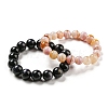 Natural & Synthetic Mixed Gemstone Round Beaded Stretch Bracelet BJEW-D446-M-2