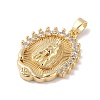 Brass Clear Cubic Zirconia Pendants KK-Z050-13G-2