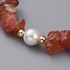 Natural Red Agate/Carnelian Chip Beaded Bracelets BJEW-JB04933-05-2