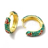 Flower Enamel Hoop Earrings EJEW-H091-04G-3