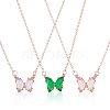 ANATTASOUL 3Pcs 3 Colors Acryllc Butterfly Pendant Necklaces Set NJEW-AN0001-22-1
