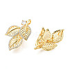 Brass Micro Pave Clear Cubic Zirconia Twister Clasps KK-N233-402LG-3