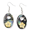 Natural Paua Shell & White Shell Flower Dangle Earrings EJEW-E289-01P-03-1