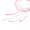 2Pcs 2 Colors Peach Blossom Braided Cord Bracelet BJEW-JB07610-02-5