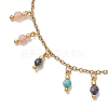 3mm Round Faceted Natural Amethyst & Lapis Lazuli & African Turquoise(Jasper) & Sunstone & Ruby/Red Corundum Charm Bracelets BJEW-JB10595-3