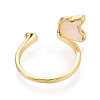 Butterfly Brass Micro Pave Clear Cubic Zirconia & Shell Cuff Rings Setting KK-T079-44G-3