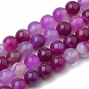 Dyed Natural Striped Agate/Banded Agate Round Bead Strands X-G-R342-4mm-04-1