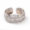Bohemia Tibetan Style Alloy Thick Open Cuff Bangle for Women BJEW-E002-01AS-05-2