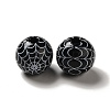 Halloween Printed Spider Webs Colored Wood European Beads WOOD-K007-04C-1