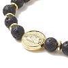 Natural & Synthetic Mixed Gemstone & Brass Virgin Mary Beaded Stretch Bracelet for Women BJEW-JB09322-2