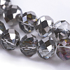 Half Plated Faceted Rondelle Electroplate Glass Beads Strands X-EGLA-D020-6x4mm-21-3