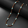 Retro Men's Coconut & Synthetic Turquoise & Shell Heishi Beaded Necklaces OX2630-1-1