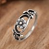 Hollow Out Oval with Flower Pattern Brass Finger Rings for Women FS-WG14675-01-1
