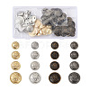 64Pcs 16 Style Brass Shank Buttons BUTT-TA0001-11-10