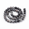 Natural Black Silk Stone/Netstone Beads Strands G-Q462-103-10mm-2
