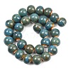 Handmade Fancy Antique Glazed Porcelain Ceramic Round Beads Strands PORC-L019-13mm-09-4