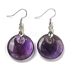 Rack Plating Brass Flat Round Dangle Earrings for Women EJEW-B064-01P-05-1