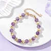 Natural Amethyst & Brass Beaded Bracelets for Women BJEW-JB12942-02-2