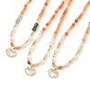 Natural Golden Silk Jade & Natural Quartz & Pearl Beaded Necklaces NJEW-L119-06G-1