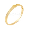 Brass Micro Pave Clear Cubic Zirconia Belt Hinged Bangles for Women BJEW-S147-16G-1