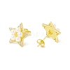 Cubic Zirconia Star Stud Earrings with Glass Pearl EJEW-H086-07G-2