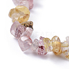 Natural Gold Rutilated Quartz & Strawberry Quartz Chip Stretch Bracelets BJEW-JB04490-02-2