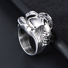 Titanium Steel Skull with Claw Finger Ring SKUL-PW0002-031D-P-3
