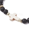 Adjustable 6mm Round Natural Lava Rock Braided Bead Bracelets BJEW-JB10615-01-3