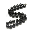 Natural Dyed & Heated Black Agate Beaded Necklaces NJEW-S405-02-1
