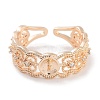 Rack Plating Heart Brass Micro Pave Cubic Zirconia Open Cuff Ring Settings KK-Z071-26KCG-2