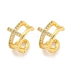 Brass Micro Pave Clear Cubic Zirconia Cuff Earrings for Women EJEW-C104-130G-1