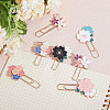 Globleland 7 Pcs 7 Style Rose Gold Tone Zinc Alloy Enamel Bookmarks AJEW-GL0001-88-5