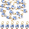 20Pcs Blue & White Floral Printed Porcelain Pendants PALLOY-YW00112-06-1