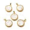 Brass with Natural Shell Carved Pendants KK-Z091-06G-02-1