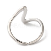 Rack Plating Wave Brass Open Cuff Ring for Women RJEW-S413-04P-3