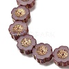 Picasso Baking Paint & Golden Metal Enlaced Glass Beads Strands GL-CBA98F0-04D-2