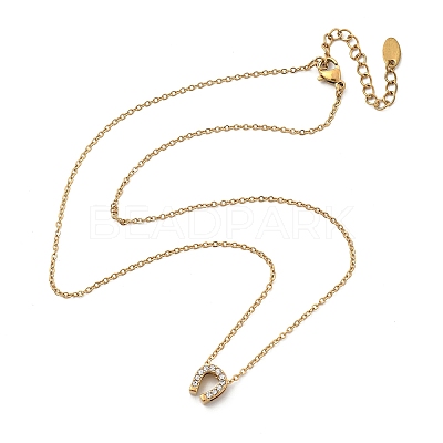 304 Stainless Steel Crystal Rhinestone Pendant Cable Chain Necklaces for Women NJEW-C062-01B-G-1