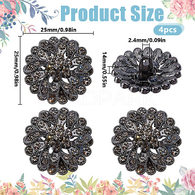 4Pcs 1-Hole Alloy Glass Shank Buttons FIND-DR0002-01B-1