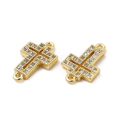 Brass Micro Pave Clear Cubic Zirconia Connector Charms KK-E068-VB330-1