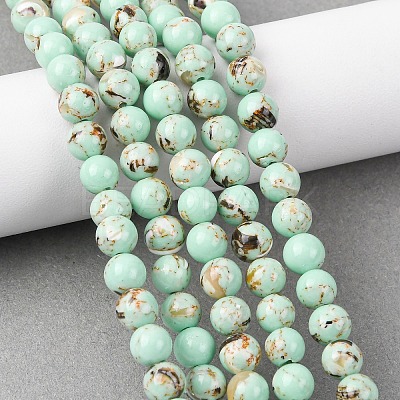 Sea Shell and Synthetic Turquoise Assembled Beads Strands G-G758-07-6mm-1