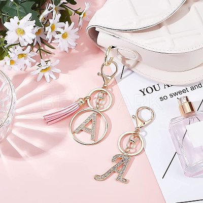 2Pcs 2 Style Alloy Rhinestone Keychain Sets KEYC-WR0001-01A-1