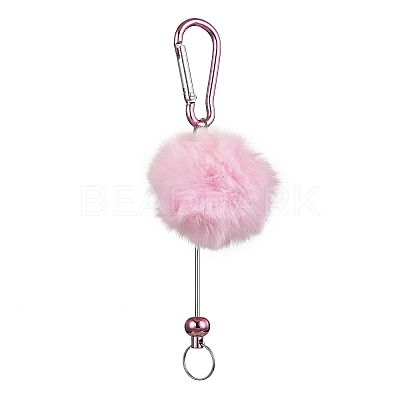 Aluminum Alloy Pom Pom Ball Beadable Keychain Bar HJEW-Q001-01A-1