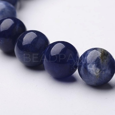 Natural Sodalite Round Beaded Stretch Bracelets BJEW-F203-05-1