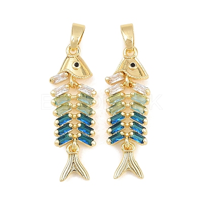 Brass Colorful Cubic Zirconia Pendants X-KK-E800-05B-G-1