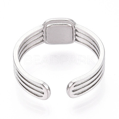 304 Stainless Steel Cuff Rings Components STAS-N113-07P-1