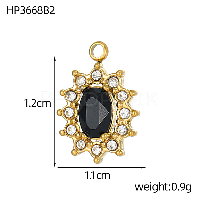 304 Stainless Steel Cubic Zirconia Charms STAS-OY003-99G-02-1