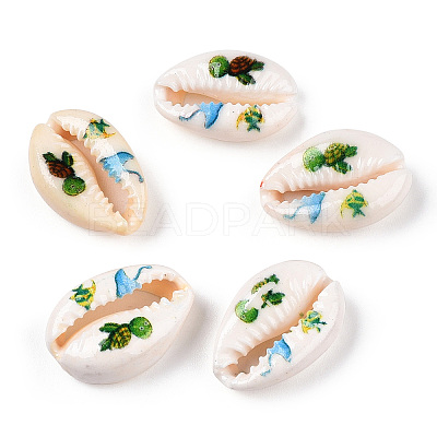 Printed Cowrie Shell Beads SSHEL-ZX006-05B-1