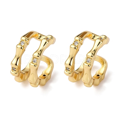 Brass Micro Pave Clear Cubic Zirconia Two-layer C-Shaped Cuff Earrings LS-EJEW-D328-05G-01-1